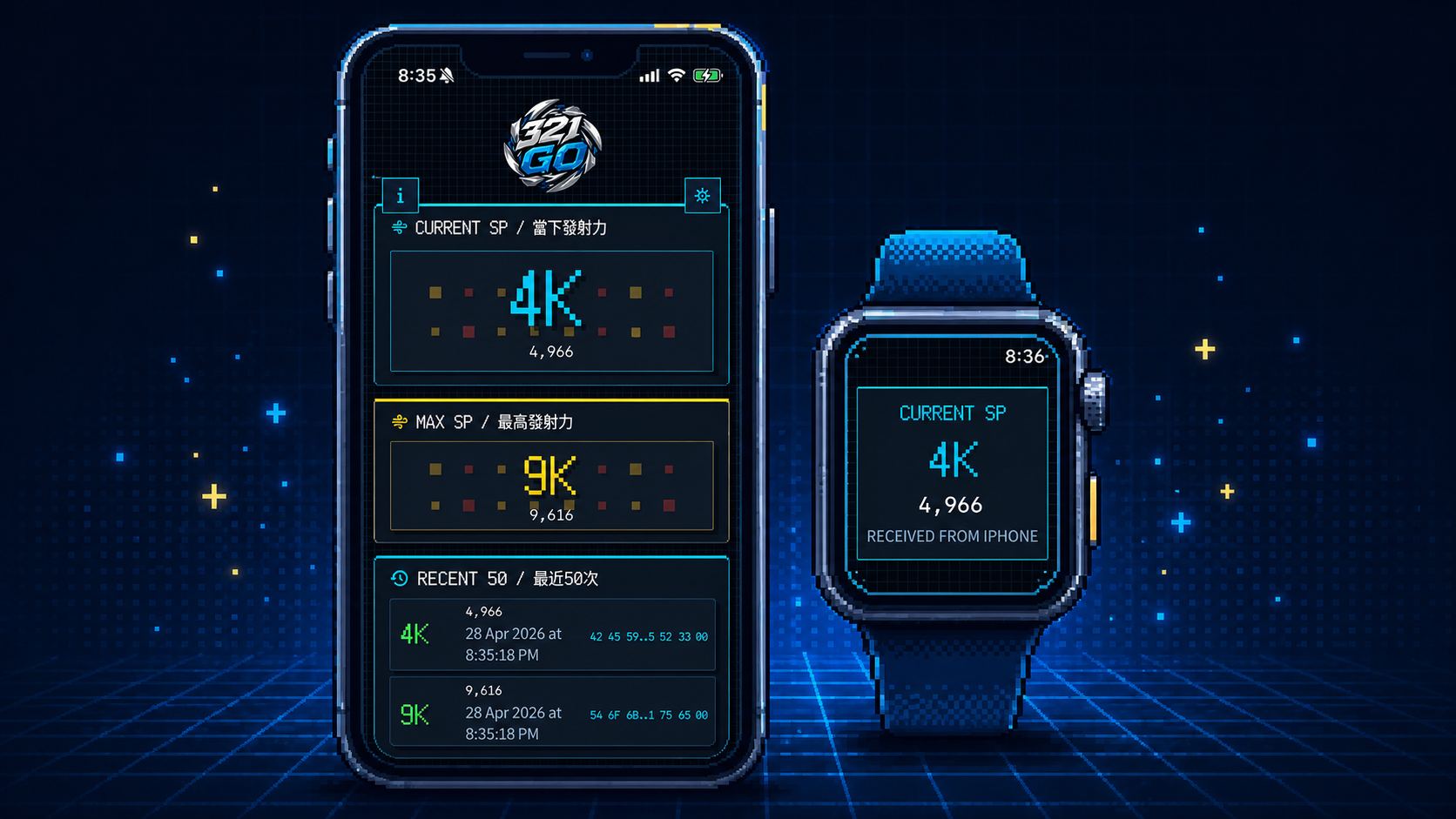 Pixel art iPhone and Apple Watch placeholder